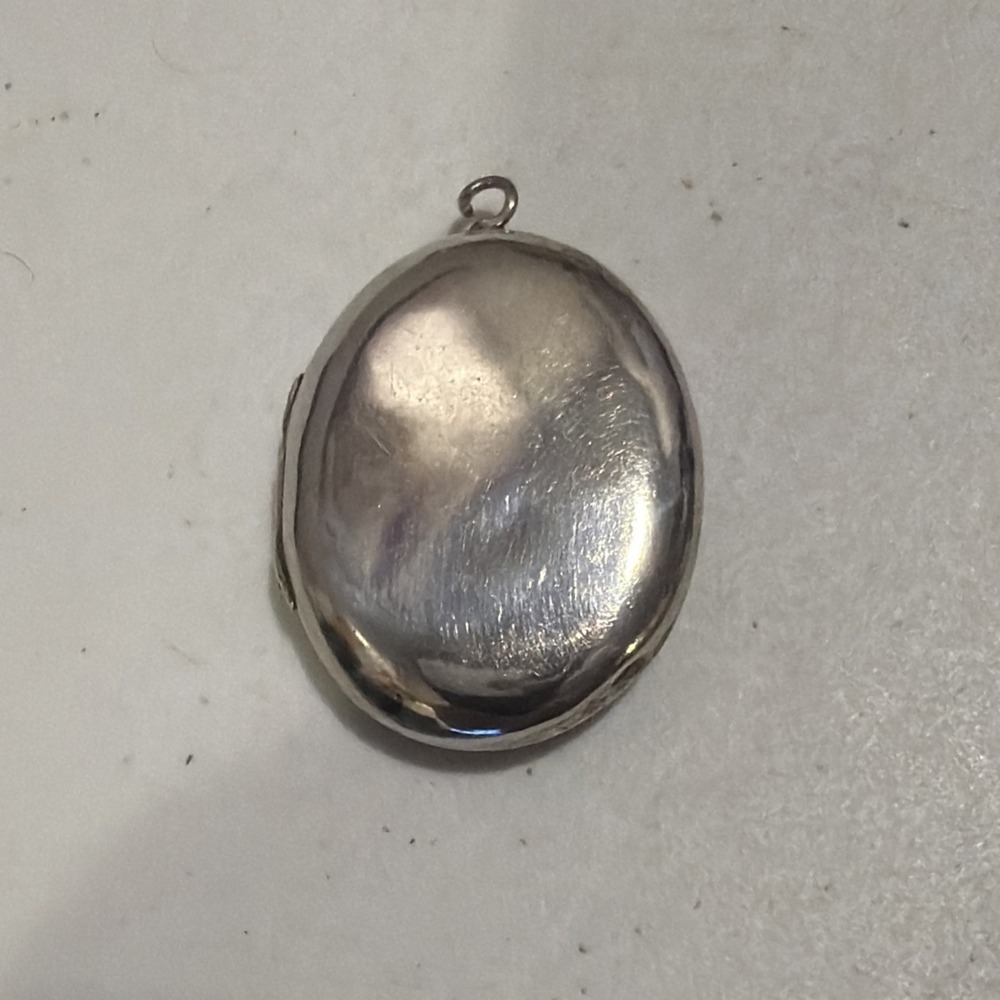Vtg 925 Sterling Silver Minimalist Plain Oval 1.5" Photo Locket Pendant 8g